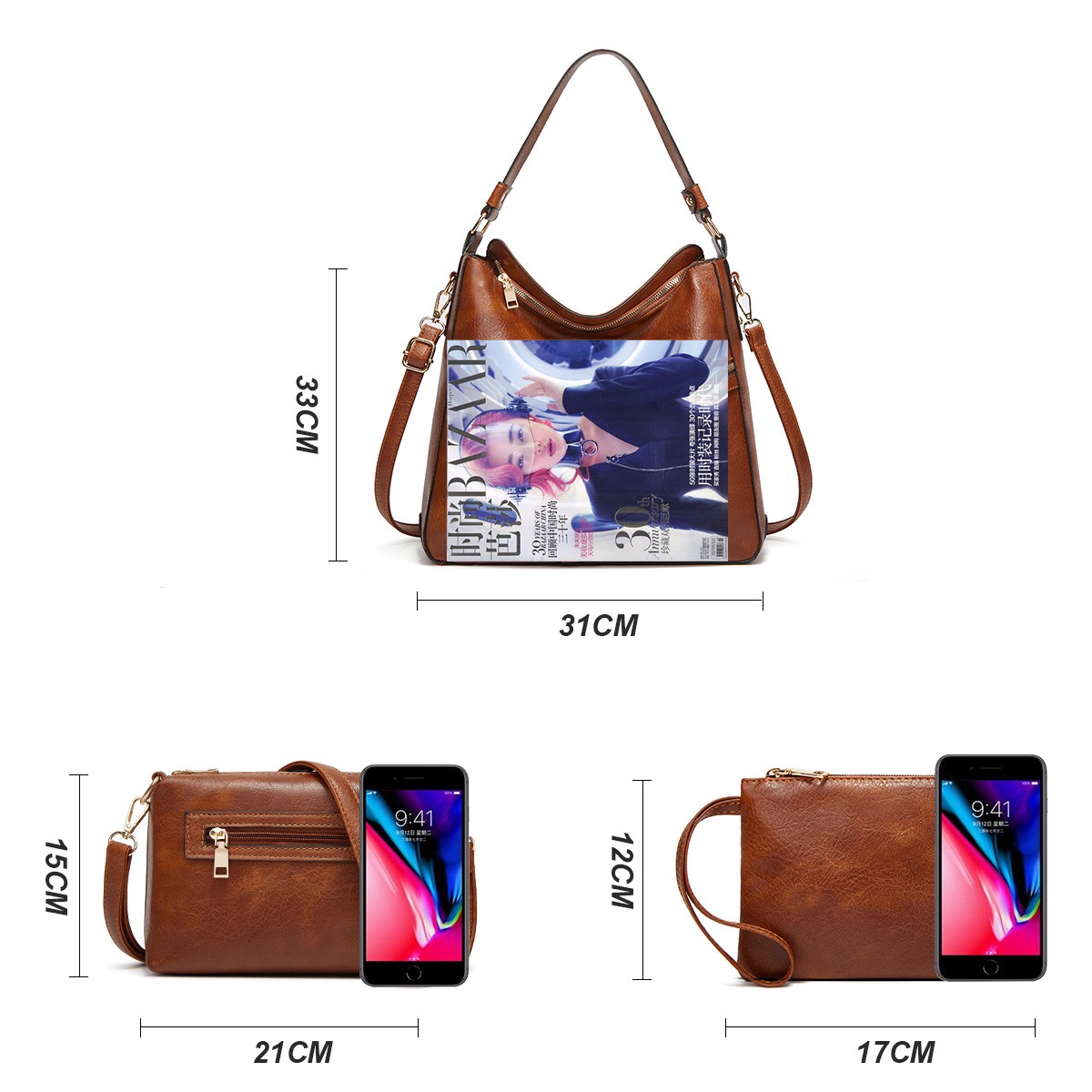Women's Black Tote Bag New Fashion Simple Large Capacity Shoulder Bag Fashion Versatile Casual Hand Messenger Bag
