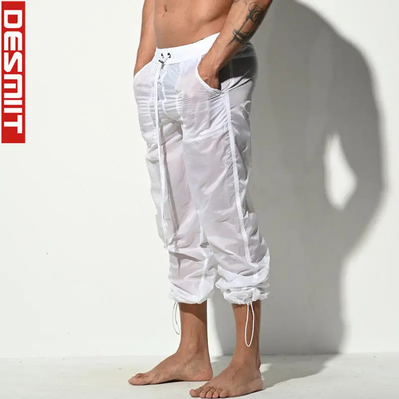 Transparent Swimwear Men Swimming Pants Beach Bermuda Surf Trousers Nylon Quick Dry Swiming Wear Long Trunks Desmiit Sexy Shorts 240407