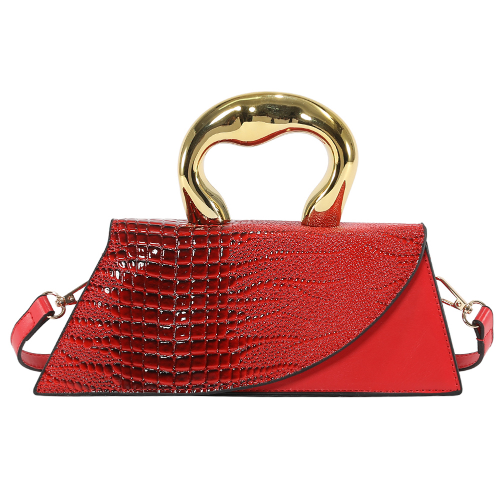 Women Trendy Handbag Large Capacity Crocodile Pattern Stylish Crossbody Bag Solid Color Adjustable Strap for Party Vacation
