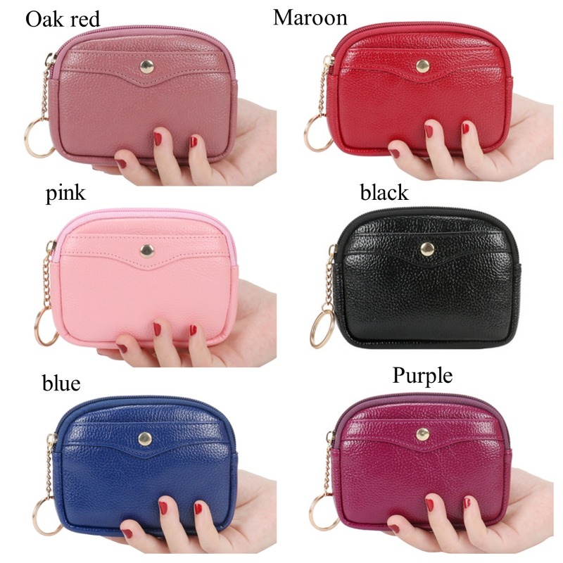 Fashion Women Mini Wallet Leather Female Purse Card Holder Coin Short Small Zipper Keychain Clutch Bag