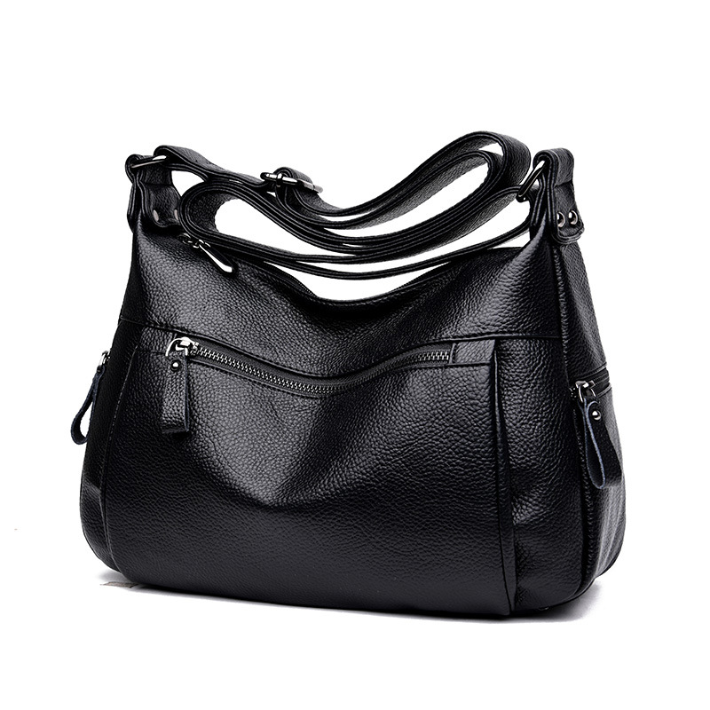 Middle-aged female bag 2021 new soft leather mother bag wild woman backpack middle-aged and elderly one-shoulder messenger bag