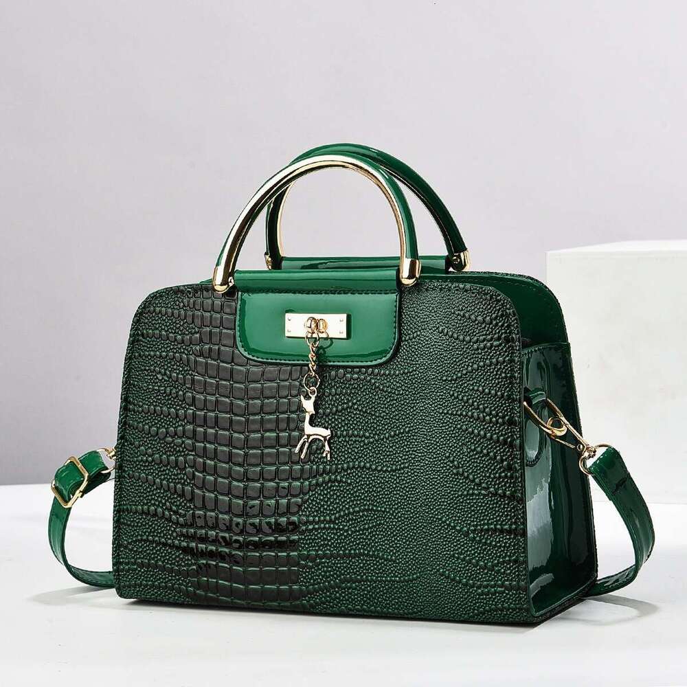Taizhou shiny leather stone patterned ladybag small square PU women's solid color handbag crossbody shoulder bag