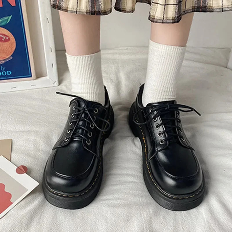 Mary Jane Womens Pump 220Spring Solid Lace Platform Shoes Round Toes Casual Zapatillas Inkless Black 4.5CM High Zapato De Taco n 241106