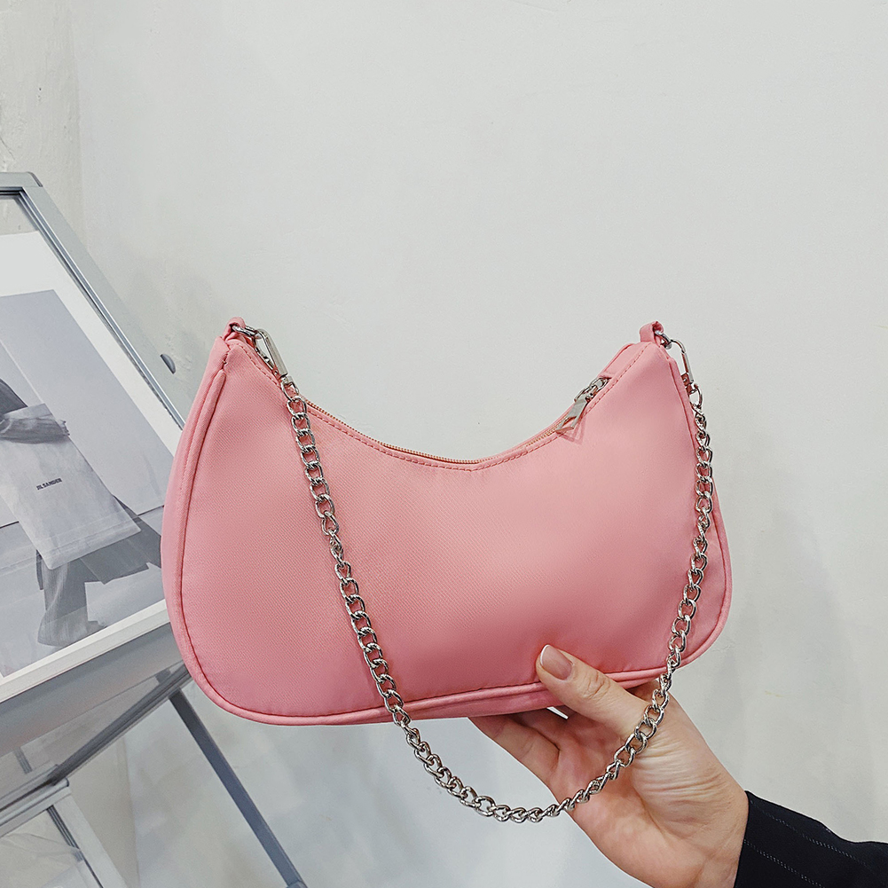 Solid Color Shoulder Purse Women Underarm Bag Ladies Fashion Top-handle Clutches Black Beige White Pink Handbag Pouch