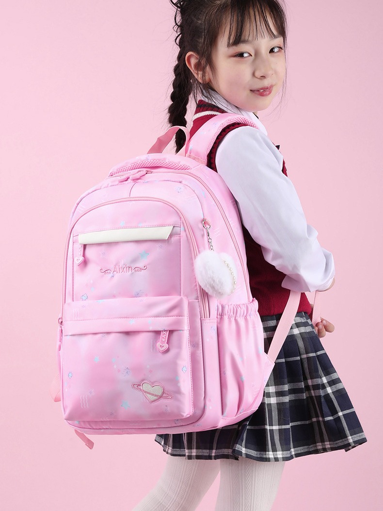 cute pink school backpack large capacity book bag kids school bags for girls travel shoulder bag elementary student backpack
