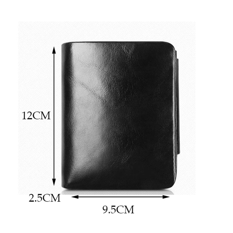 New Men's Wallet RFID Anti Theft Short Zipper Three Fold Business Card Holder Money Bag Purse Genuine Leather Wallet Male