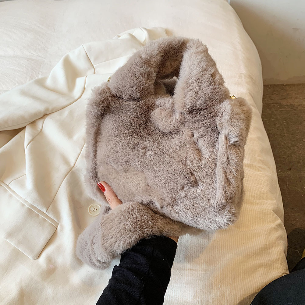 Fluffy Plush Tote Bag for Women Soft Plush Handbag Furry Top Handle Bag Female Autumn Winter Shoulder Crossbody Bag Lady Daily