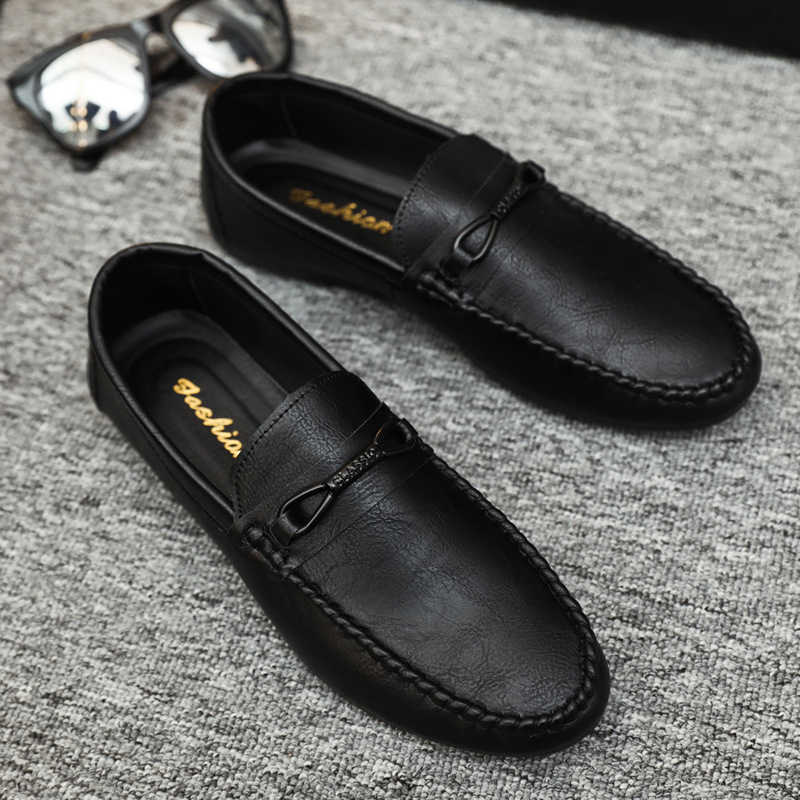 CMM Summer New Loafer Shoes Mens Korean One Step Lazy Breathable Driving Mens Casual Leather Shoes Mens Soft Bottom