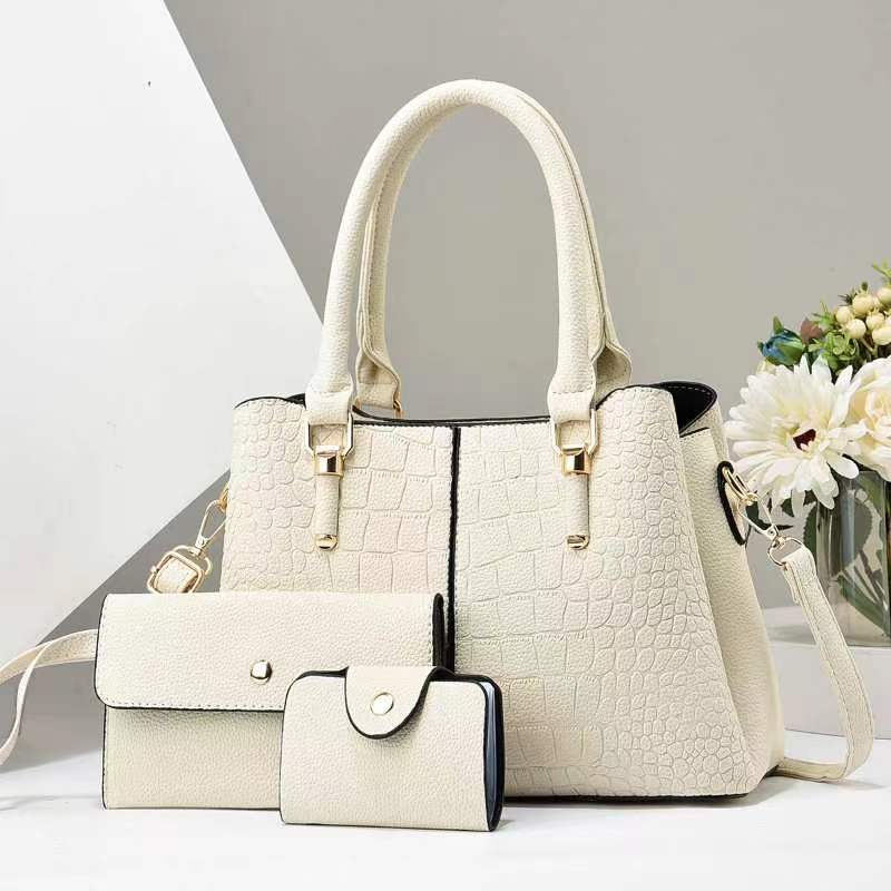 Fashion Crocodile Print Women Handbag Versatile Three-piece Feminina Bag Detachable Strap Zipper Crossbody Bucket Bag