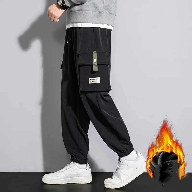 2023 Winter Men Y2k Vintage Baggy Pants Thicken Warm Pants Mens Fleece Cargo Ankle-length Joggers Harem Pants Oversize Trousers LX241107