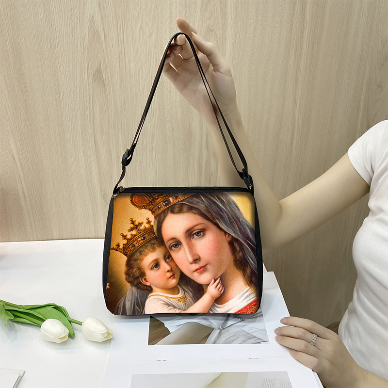 3D Print Virgin Mary Religion Shoulder Bags Our Lady of Guadalupe Crossbody Bag Messenger Bags Women Canvas for Travel Gift
