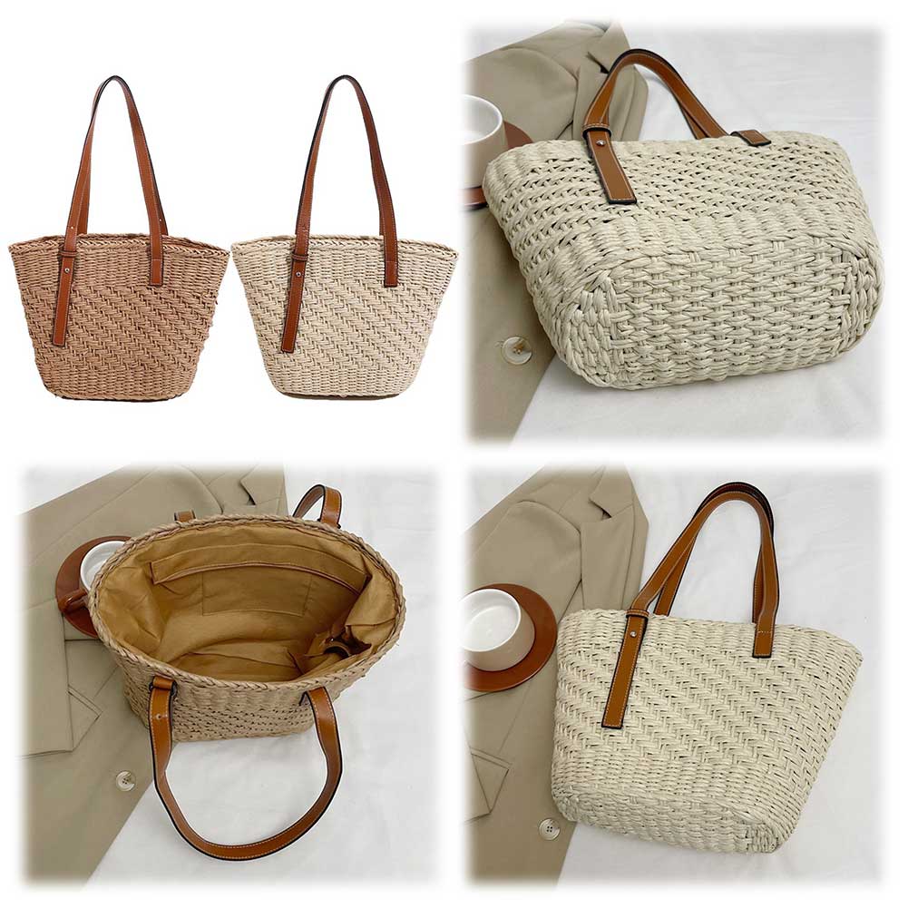 Straw Beach Bag Large Summer Shoulder Bag Woven Underarm Bag Holiday Travel Handbag