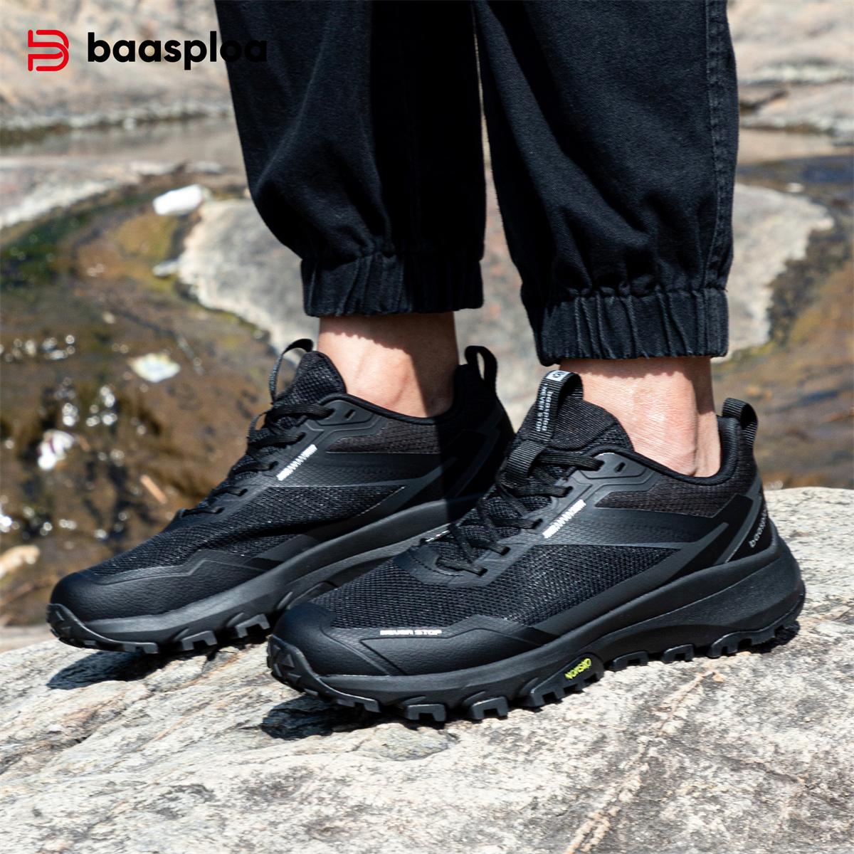 Baasploa Men Hiking Shoes Non-slip Outdoor Fashion Lightweight Breathable Shoes Male Casual Anti-Skid Wear-Resistant Sneakers