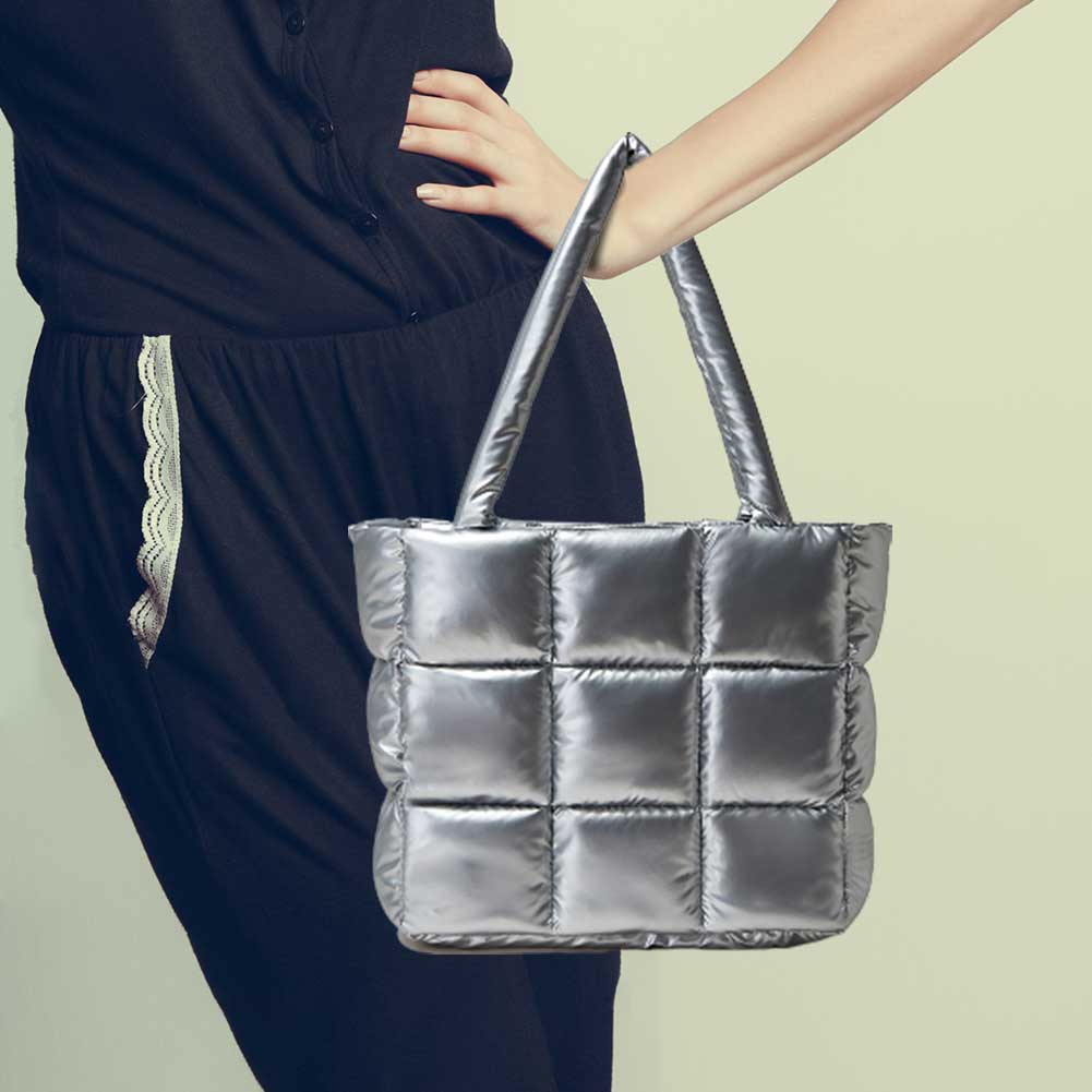 Women Padded Shoulder Bag Lightweight Padded Tote Handbag Large Capacity Top Handle Bag Winter Shopper Bag