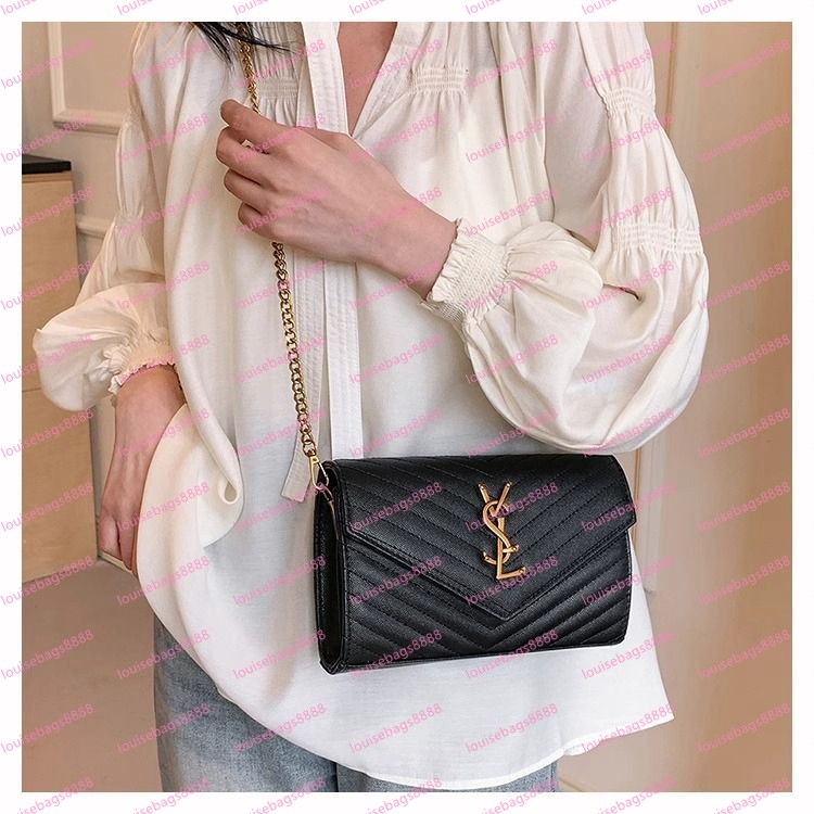 Fashion women Luxurys Crossbody bag famous classical designer Messenger lady Cross Body Bags Handbag female Tote Satchel Purse black gold silver chain PU Leather