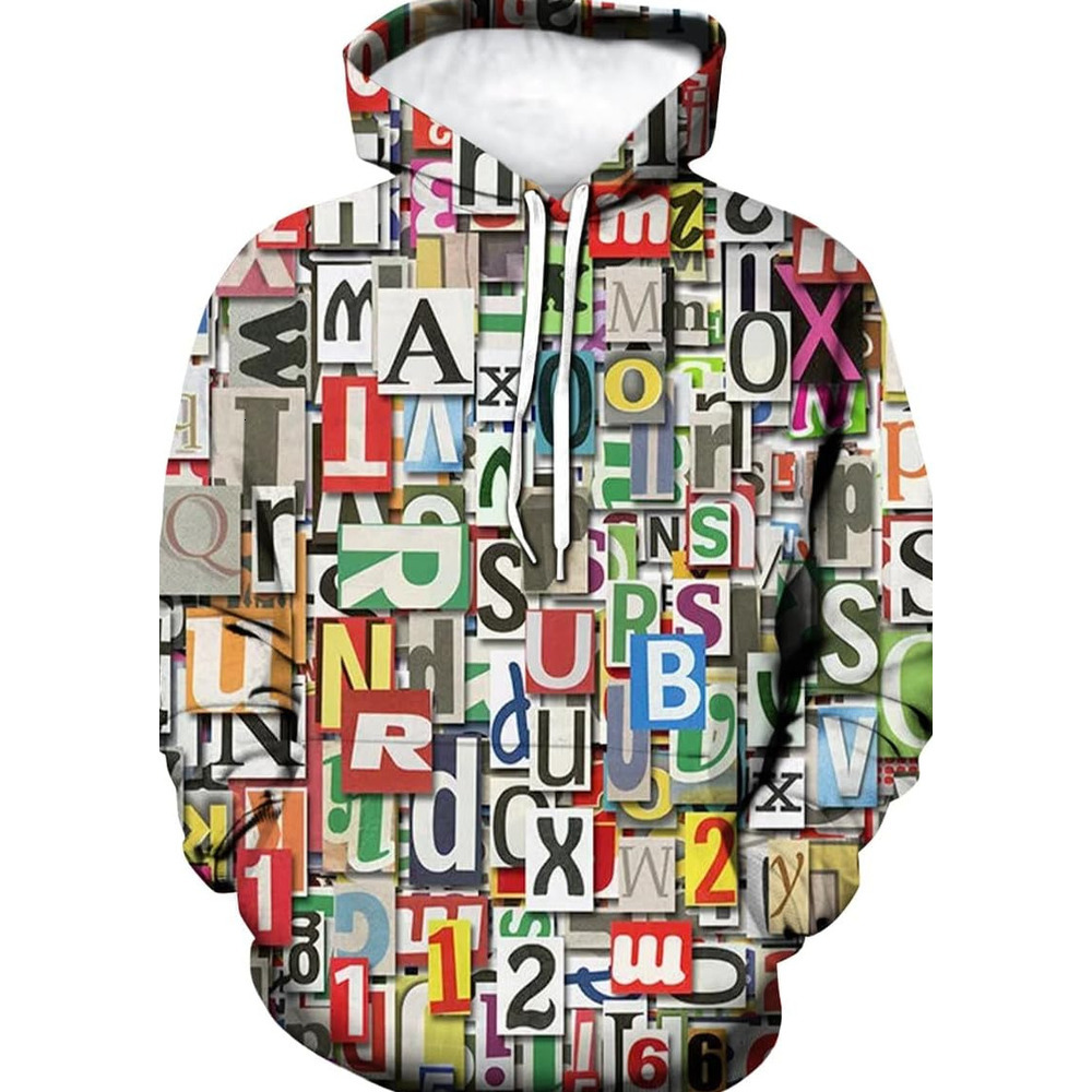 Hoodie for Mens Womens Novelty Letters Printed Hoodie Funny Graffiti Graphic Sweatshirts GraphicTrendy letter pattern