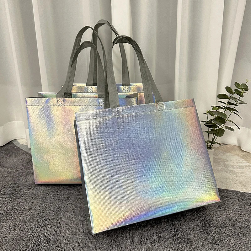 20 pieces/laser shoulder bags shoe shopping bags high-end non-woven bags shopping mall bags clothing packaging bags 241106