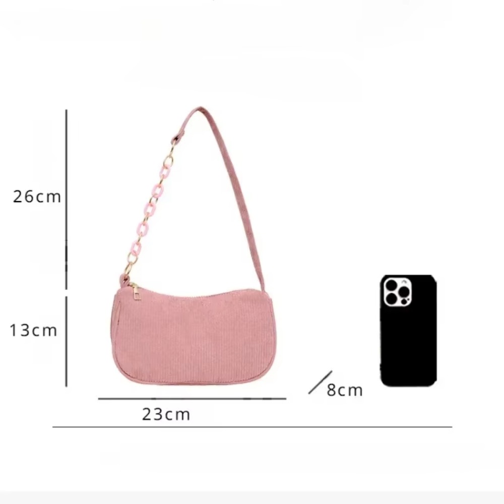1PC Fashion Vintage Women's Handbags Corduroy Underarm Bag Casual Women Shoulder Bags Solid Color Zipper Female Handbag Clutch