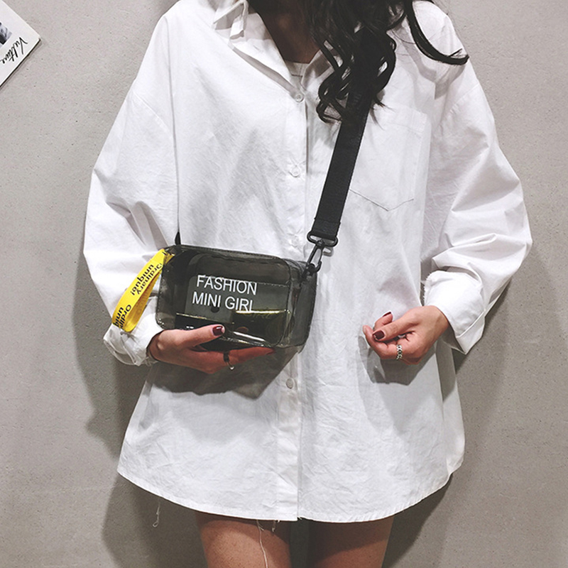 Transparent Women's Crossbody Bag Letter Fashion Mini Shoulder Bag Jelly Bag