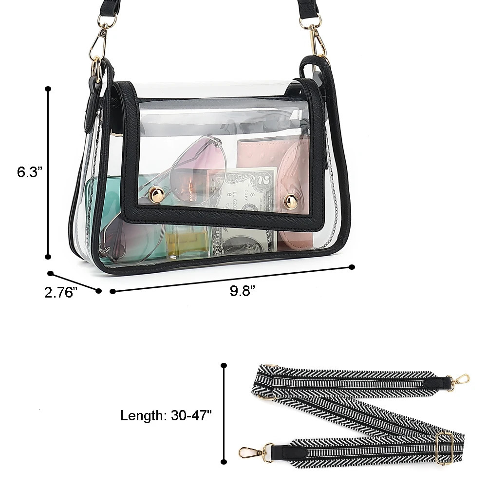 Clear Satchel Bag Purse Stadium Approved for Women Small Clear Crossbody Bag Fashion Cute See Through Clutch Mini Shoulder Bag 241107