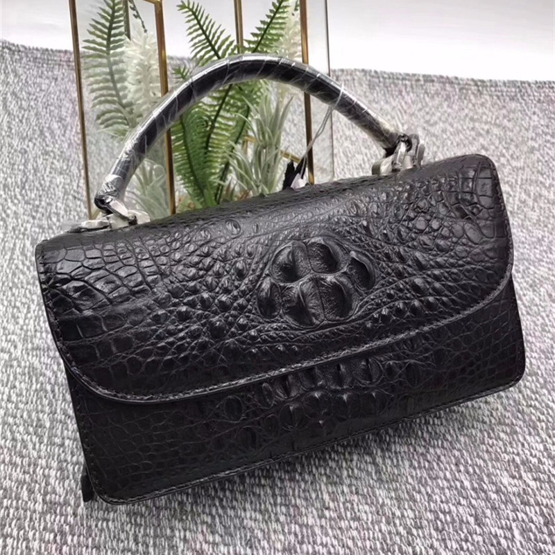 Fashion Genuine Crocodile Leather Women Small Orange Handbag Lady Mini Purse Authentic Alligator Skin Female Cross Shoulder Bag