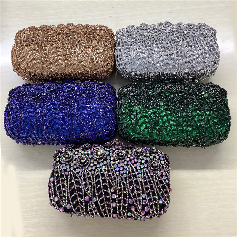 Women Diamonds Clutches Rhinestone Bag Flower Crystals Clutch Luxury Crystal Clutches African Bridal Wedding Party Purses Bags