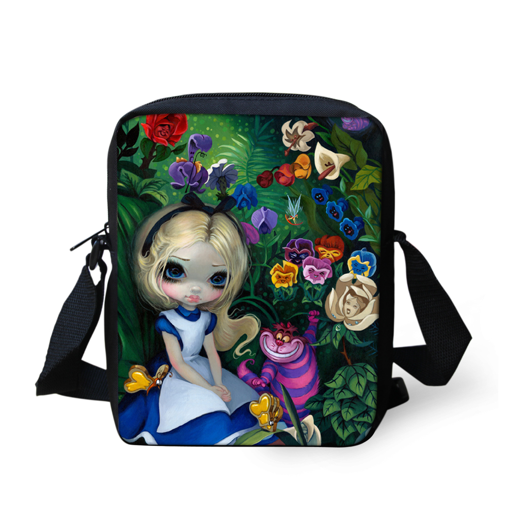 ELVISWORDS Gothic Style Messenger Bags For Girls Kids Women Mini Crossbody Bag Cartoon Girl Garden Shoulder Bags Bolsa Feminina