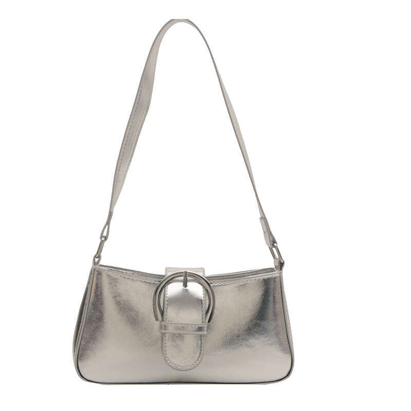 Advanced and stylish, niche silver handbag for women 2024 new summer versatile single shoulder underarm bag, crossbody small square bag