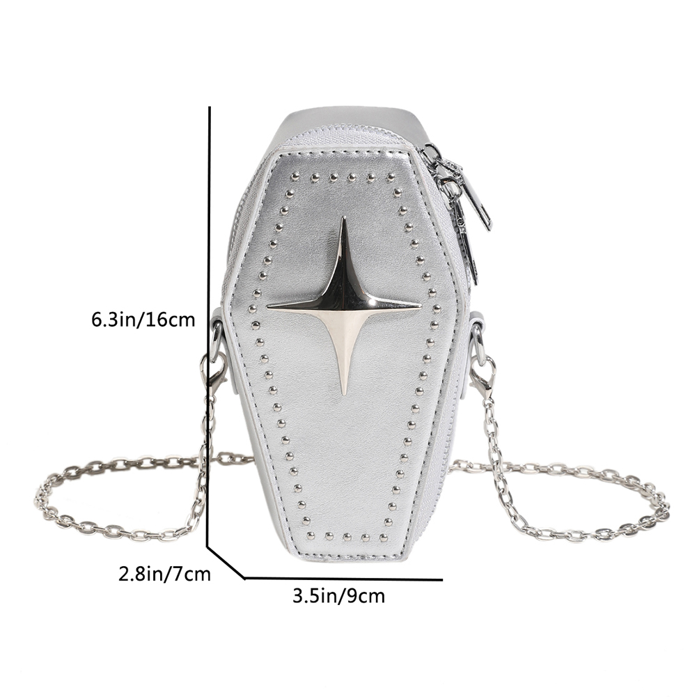 Fashion Vintage Gothic Crossbody Bags for Women Chain Shoulder Bags Cool Rivet Punk Handbag Rock Girls Purses Female Clutch Bag