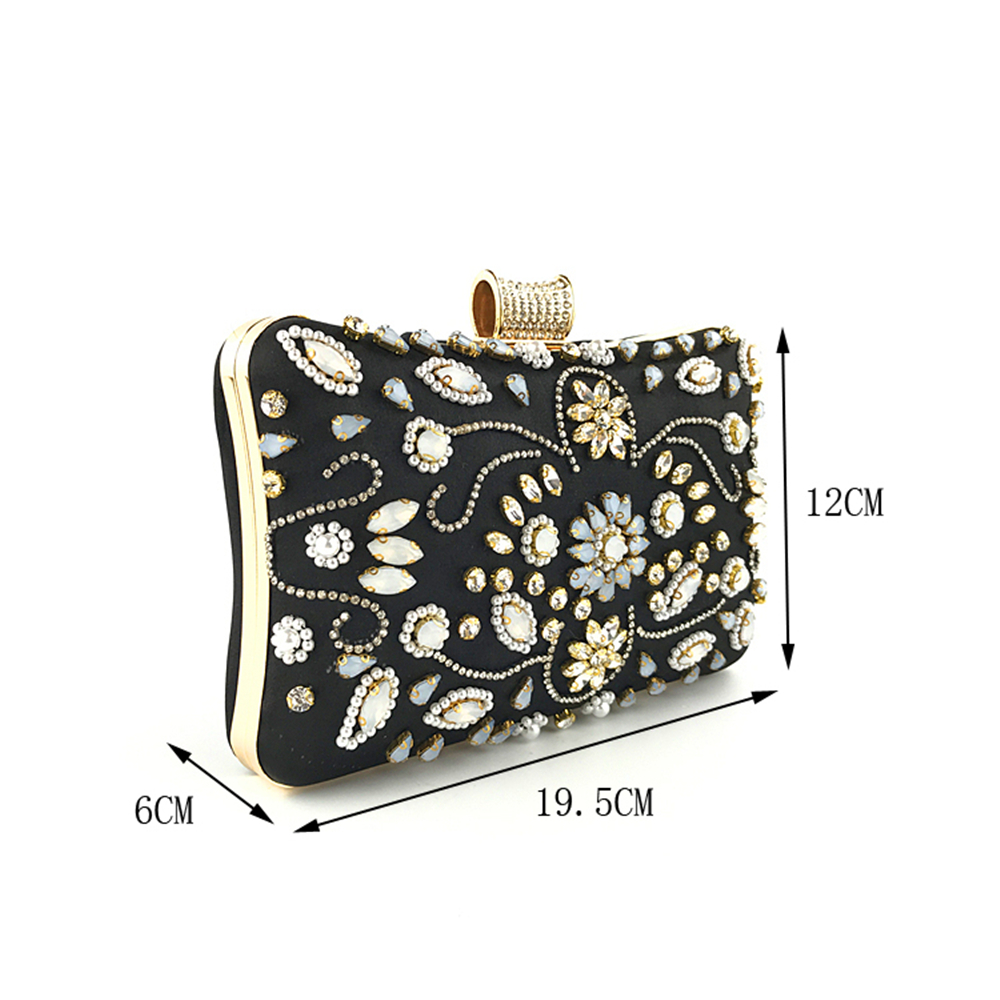 BaoYaFang Women Luxury Black Crystal Handbags Party Evening Bags woman Wedding bag for bride Chain Shoulder Bags Day Clutches