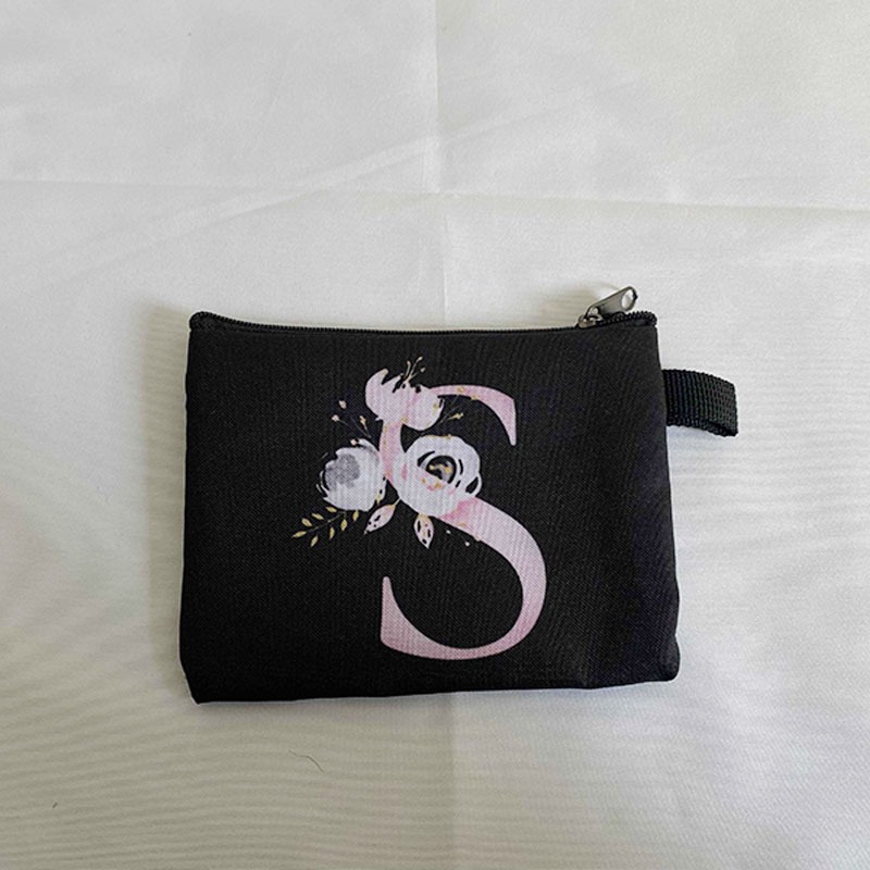 Simple Coin Purse Fashion Letter Flower Print Small Square Bag Go Out Shopping Convenient Handheld Wallet Card Bag