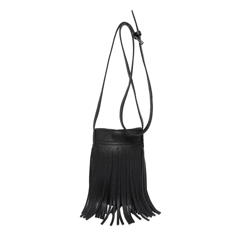 Fashion Fringe Purse PU Leather Trendy Crossbody Bag Solid Color Cell Phone Purse for Women Girls