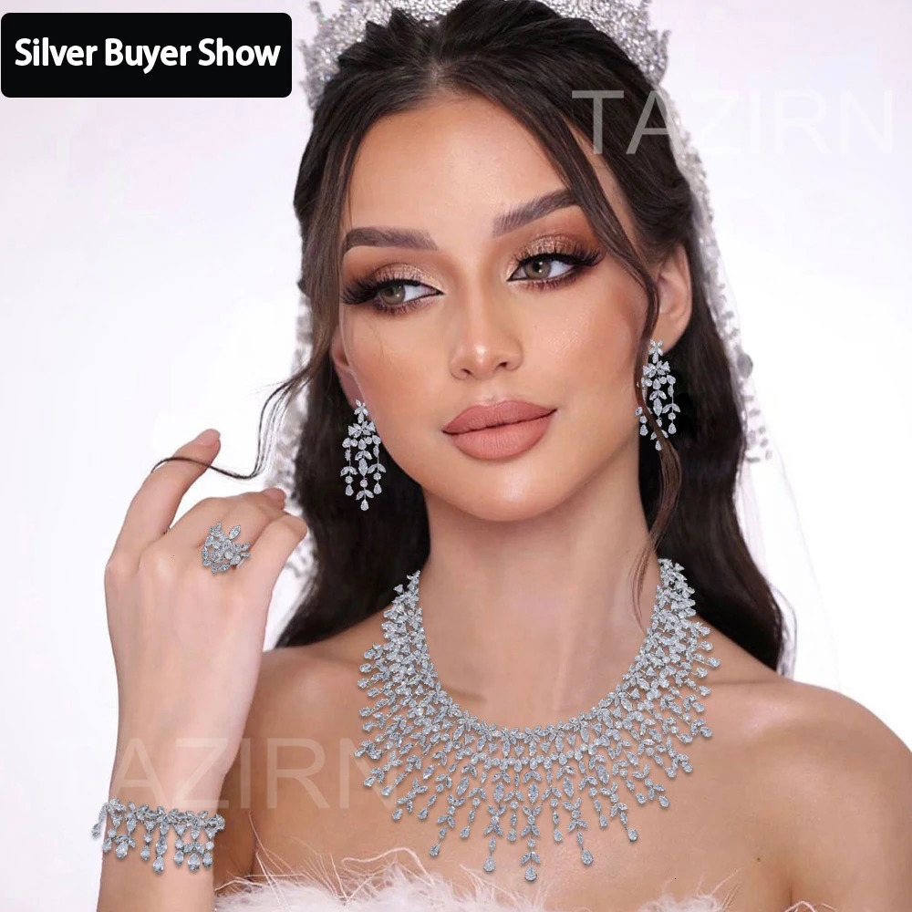 TAZIRN 5A Cubic Zirconia Arab Dubai Wedding Jewelry Set Womens Party Ball Anniversary 2/4 CZ Bridal Accessories 241106