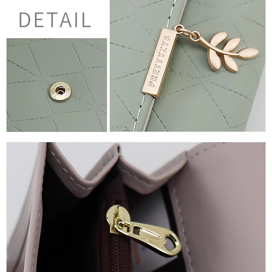 Popular Women's Long Wallets with Leaf Pendant, Large Capacity, Fold Design, Coin Purses, Card Holder, Money Bags