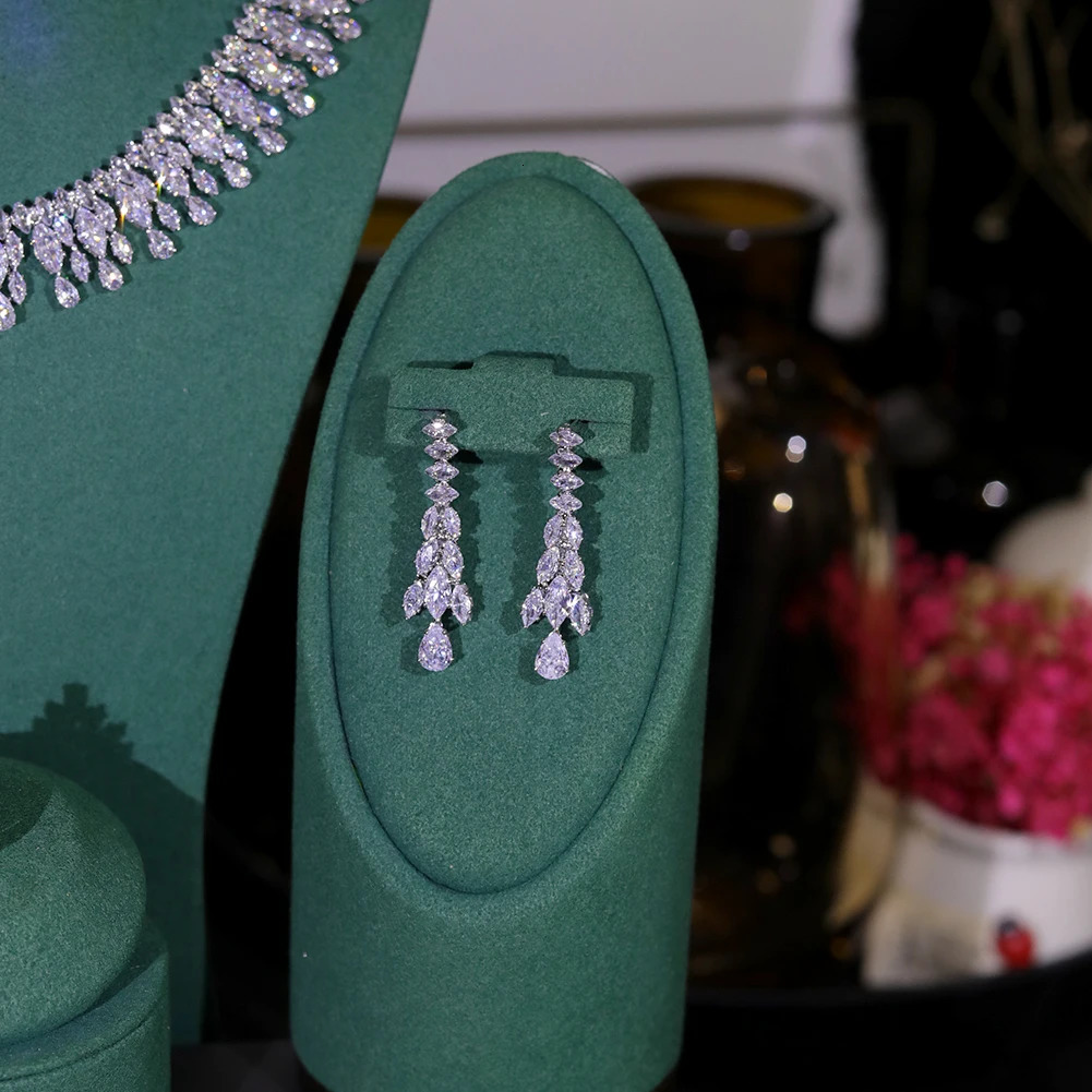 ly arrived cubic zirconia necklace and earring bridal jewelry set suitable for womens dance wedding and party accessories free delivery 241106