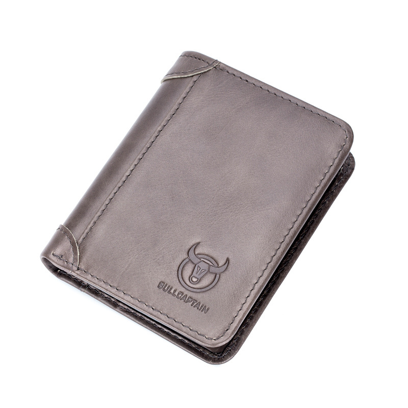 Bullcaptain Genuine Leather Men Short Wallet Fold Business Money Bags Male Driver License Purse Credit Card Holder Clutch JYB013