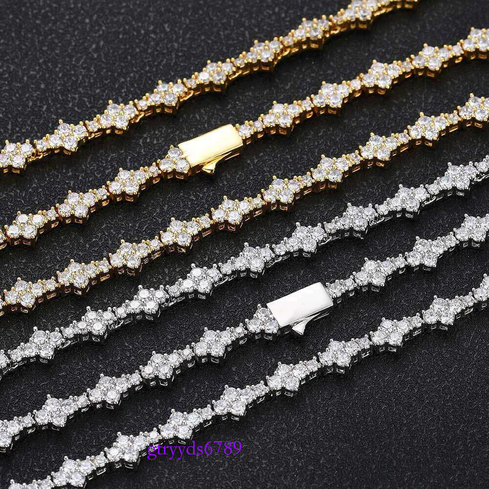 Nuoya 6.5mm Iced Out Vvs Dia wer Shape Hip Hop Jewelry Sterg Sier Moissanite Tennis Chain Necklace