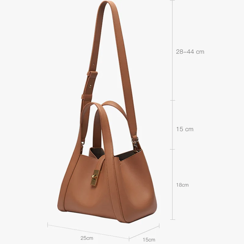 Genuine Leather Bucket Bags For Women 2024 Fashion Daily Shoulder Bags High Quality Totes Female Luxury Designer Crossbody Bag