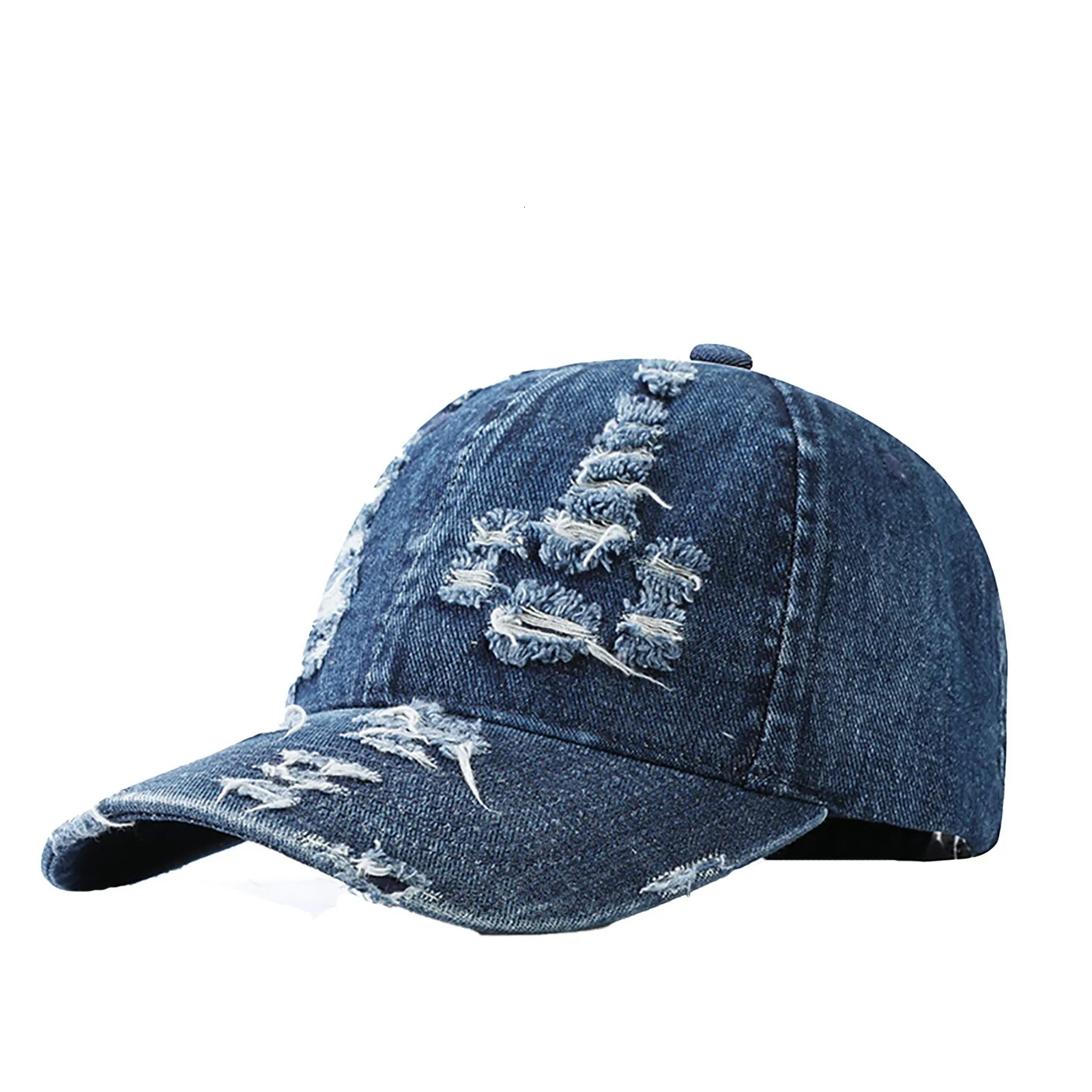 Baseball cap retro unisex sports casual sun denim fashion Dilapidated hip-hop mens denim hat Casquette 241107
