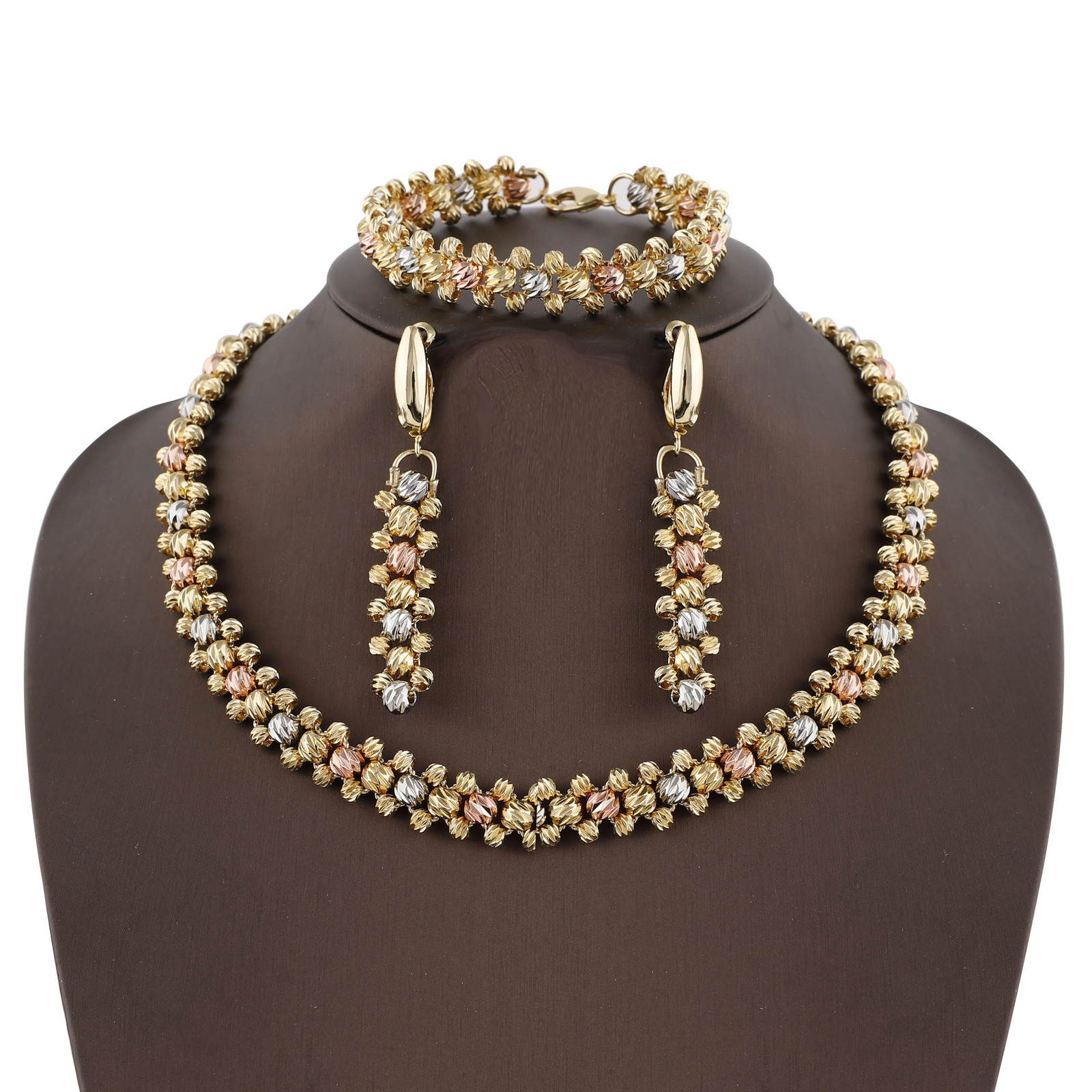 Dubai Colored Necklace Earrings Bracelet Jewelry Set Indian Jewelry Fashion Dinner Party Daily Clothing Accessories 241106