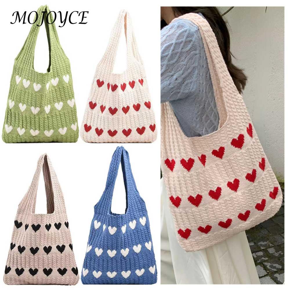 Women Lightweight Handbag Color Blocking Shoulder Storage Bag Large Capacity Crochet Satchel Bag Armpit Hobo Bag Commuting Bag