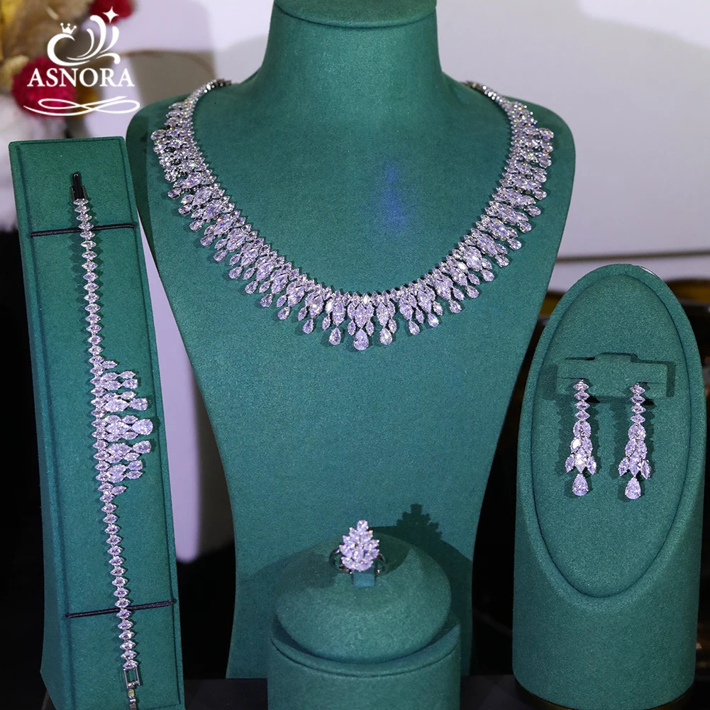 ly arrived cubic zirconia necklace and earring bridal jewelry set suitable for womens dance wedding and party accessories free delivery 241106