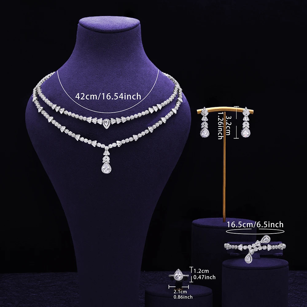 exotic wedding jewelry set with sparkling zirconia necklace and earring party accessories 241106