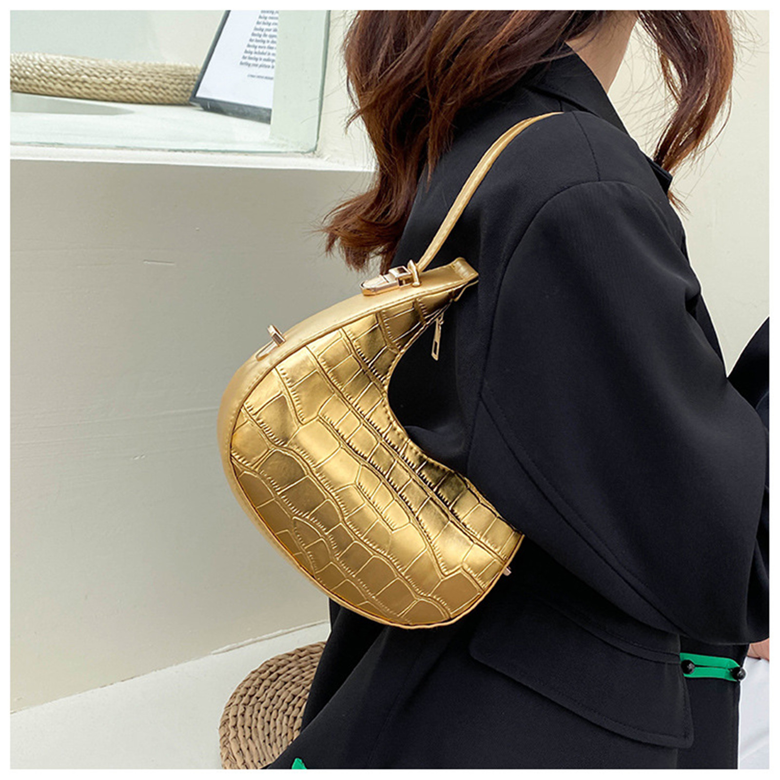 Fashion Stone Pattern Shoulder Bag Women'S Small Handle Underarm Bag Clutch Luxury Women'S Handbag Tote Bag Mini Dumpling Bag