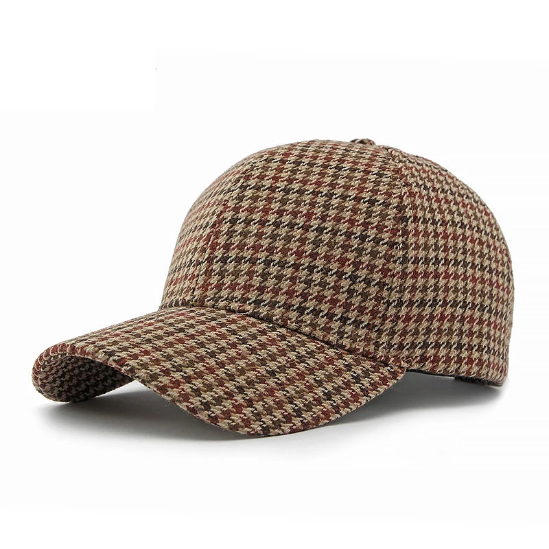 Womens Hat British Checkered Winter Mens Baseball Hat Brown Classic Hound Truck Driver Hat Gorras Para Mujer 241107