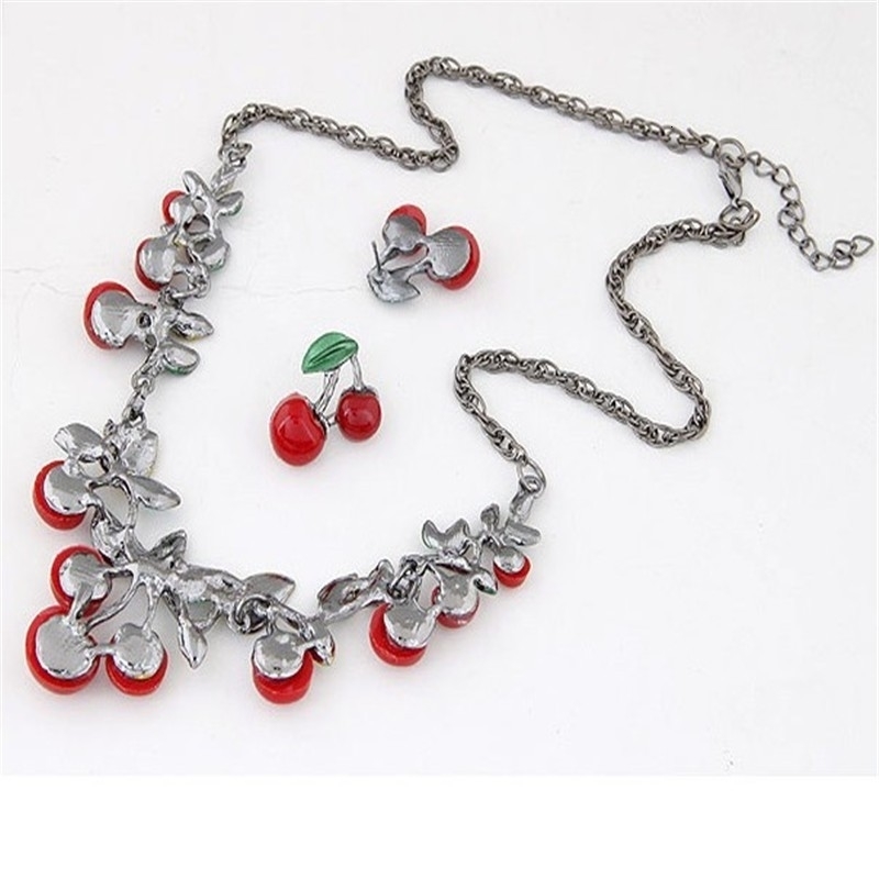 Ahmed Jewelry Fashion Beautiful Cherry Maxi Necklace with Earrings Jewelry Set for Women N129 241106