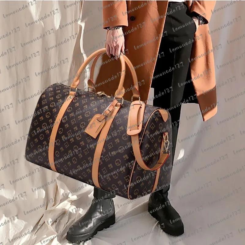 55CM Leather designer men Duffel Bags Suitcases luggage Sport Outdoor Packs shoulder Travel bags messenger bag Totes bags Unisex handbags 2024