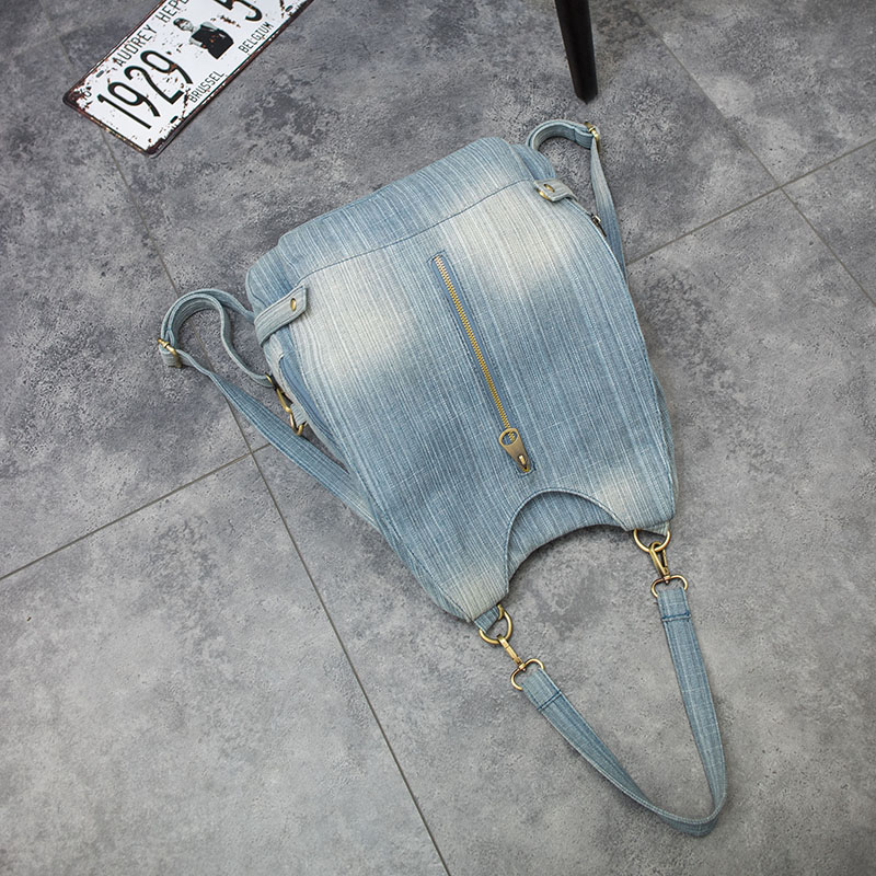 Washed Denim Women backpack Big Jean multifunctional backpack female shoulder bag Casual Travel Bags Rucksack blue Mochila Bols