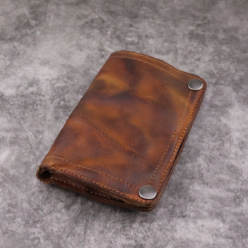 Men's Handmade Wrinkled Wallets Original Leather Money Clips Luxury Long Billfold Purse Genuine Leather Vertical Mens Coin Purse