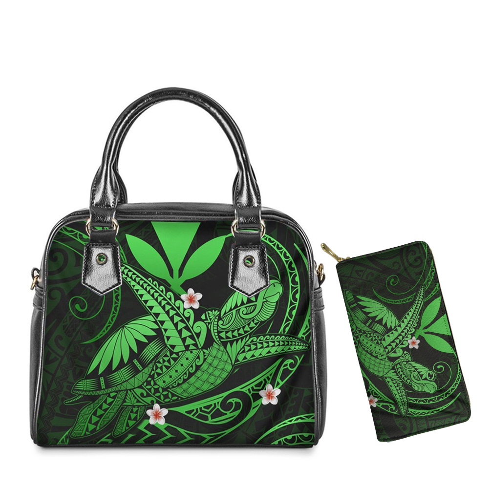 Noisydesigns Kanaka Maoli Hibiscus With Turtle Lady PU Shoulder Bag Crossbody Bag&Wallet for Women Top-Handle Bag Newest